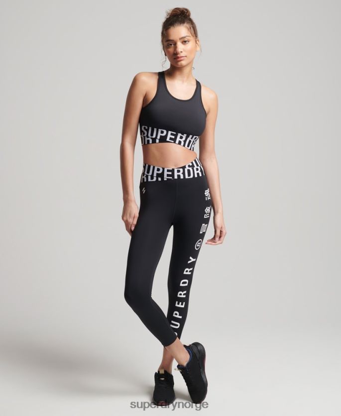 Superdry svart klær 86P46D4186 trening core cross bh kvinner
