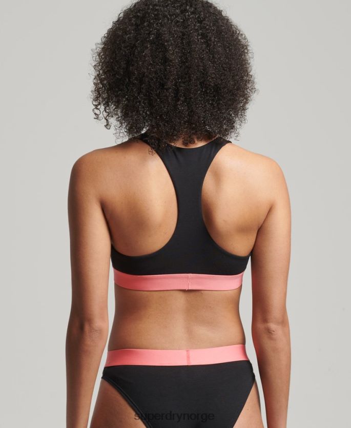 Superdry svart klær 86P46D4219 organisk bomull med stor logo-bralette kvinner