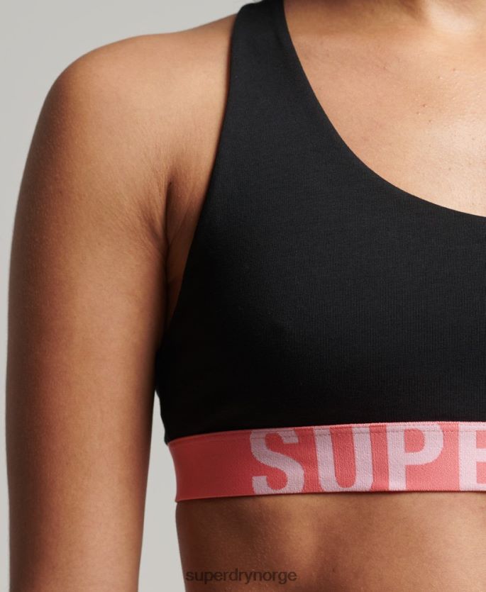 Superdry svart klær 86P46D4219 organisk bomull med stor logo-bralette kvinner