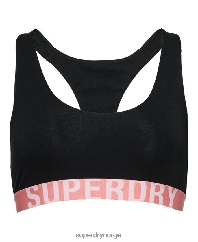 Superdry svart klær 86P46D4219 organisk bomull med stor logo-bralette kvinner