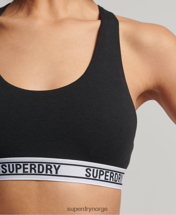 Superdry svart klær 86P46D4338 beskåret bralette i økologisk bomull kvinner