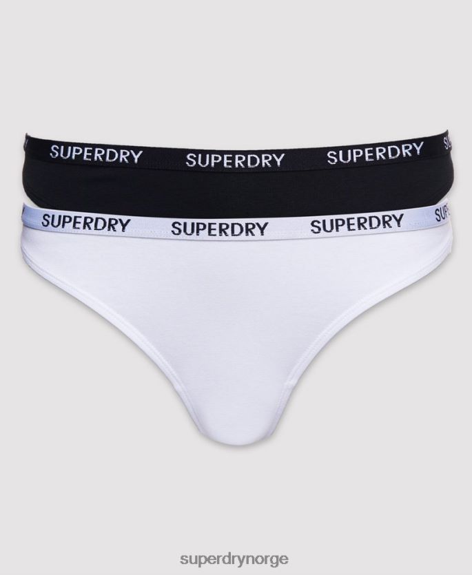 Superdry svart klær 86P46D4341 Harper string i økologisk bomull 2 ​​pakke kvinner