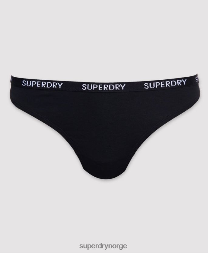 Superdry svart klær 86P46D4341 Harper string i økologisk bomull 2 ​​pakke kvinner