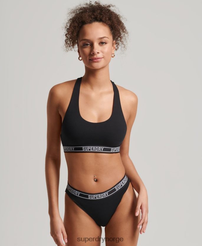 Superdry svart klær 86P46D6544 multi-logo-bralette i økologisk bomull kvinner