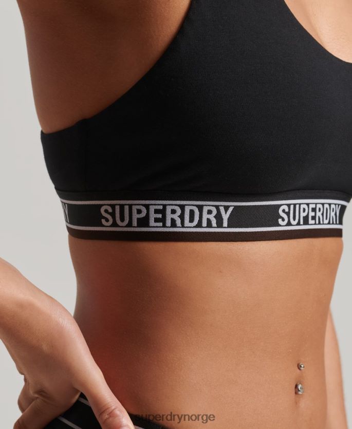 Superdry svart klær 86P46D6544 multi-logo-bralette i økologisk bomull kvinner