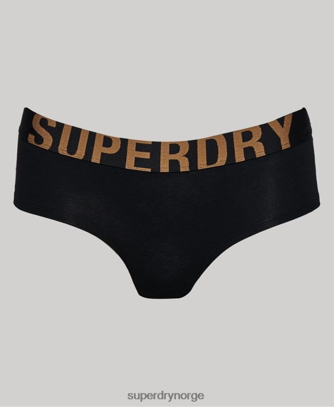 Superdry svart klær 86P46D6554 hipstertruser med stor logo i økologisk bomull kvinner