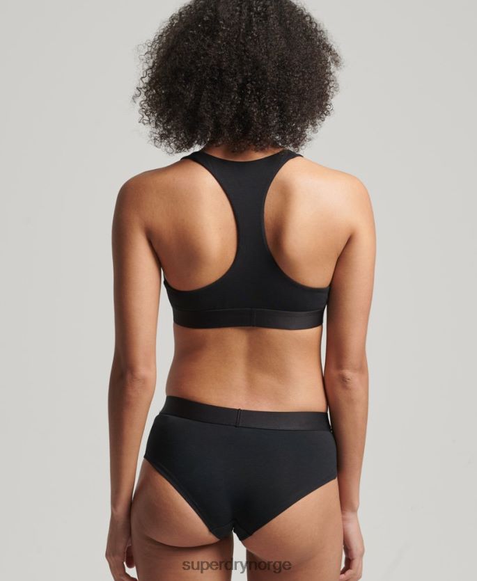 Superdry svart klær 86P46D6554 hipstertruser med stor logo i økologisk bomull kvinner