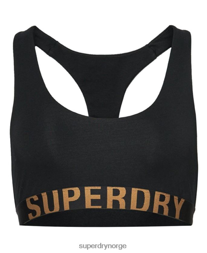 Superdry svart klær 86P46D6565 organisk bomull med stor logo-bralette kvinner