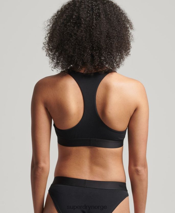 Superdry svart klær 86P46D6565 organisk bomull med stor logo-bralette kvinner