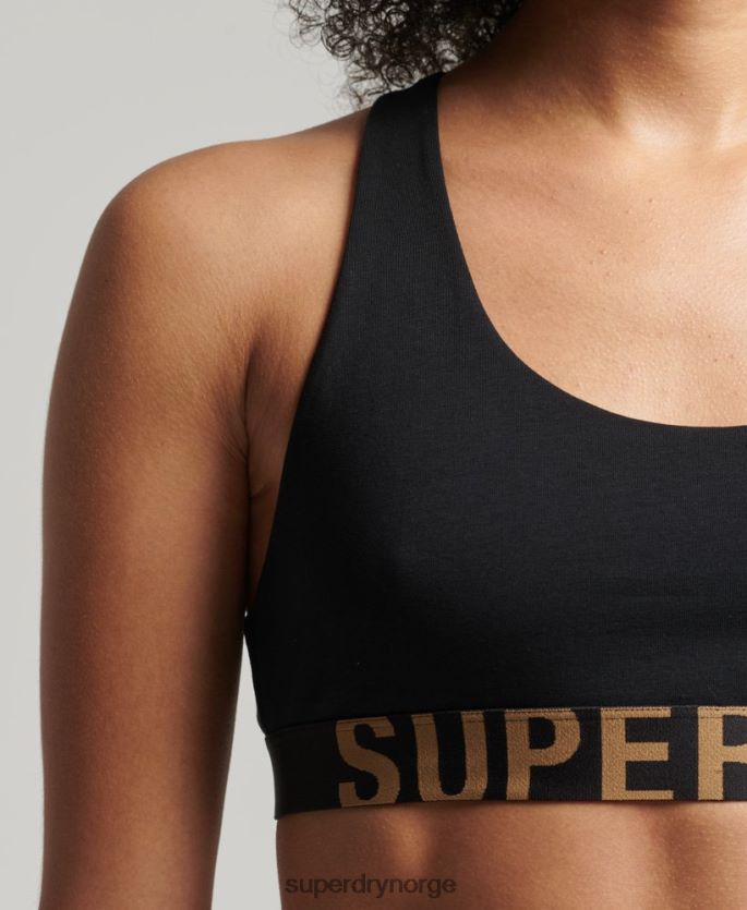 Superdry svart klær 86P46D6565 organisk bomull med stor logo-bralette kvinner