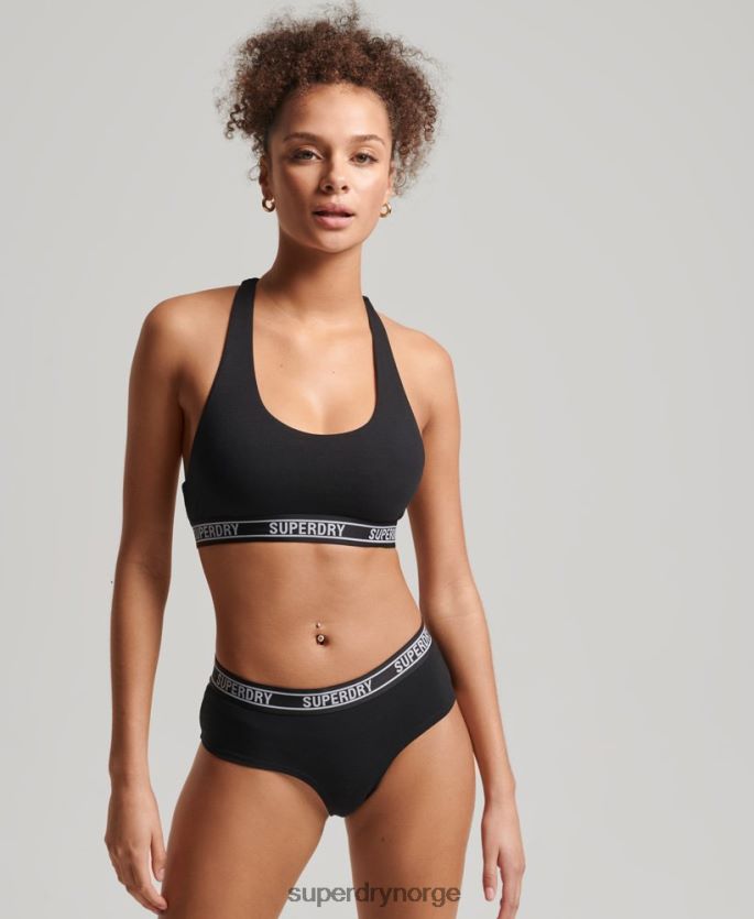 Superdry svart klær 86P46D6648 hipster-truser med multi-logo i økologisk bomull kvinner