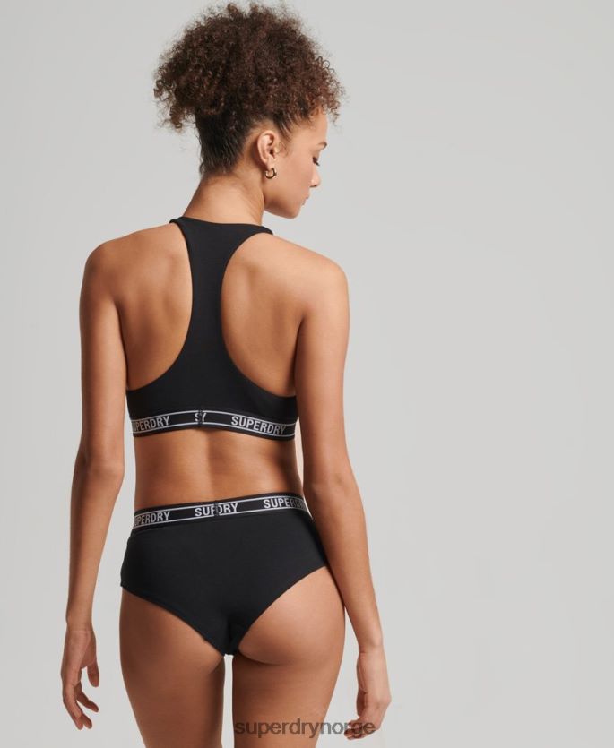 Superdry svart klær 86P46D6648 hipster-truser med multi-logo i økologisk bomull kvinner
