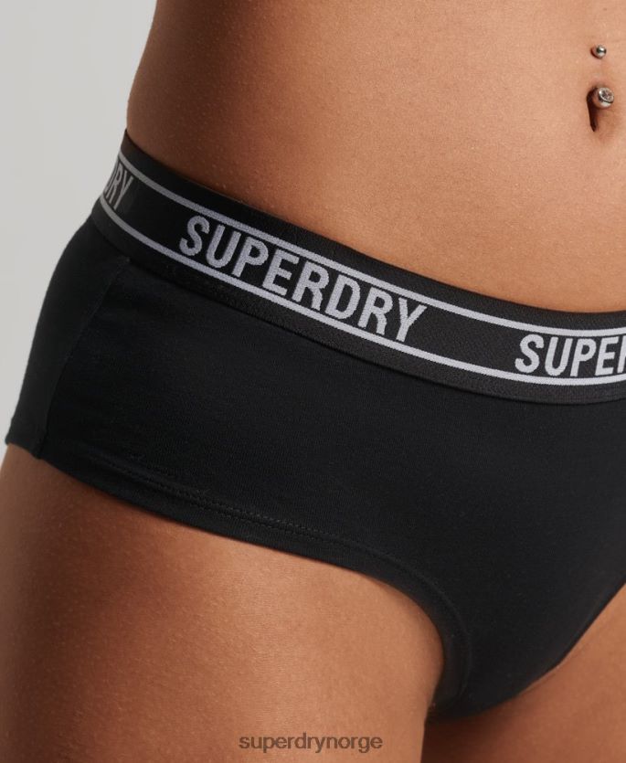 Superdry svart klær 86P46D6648 hipster-truser med multi-logo i økologisk bomull kvinner