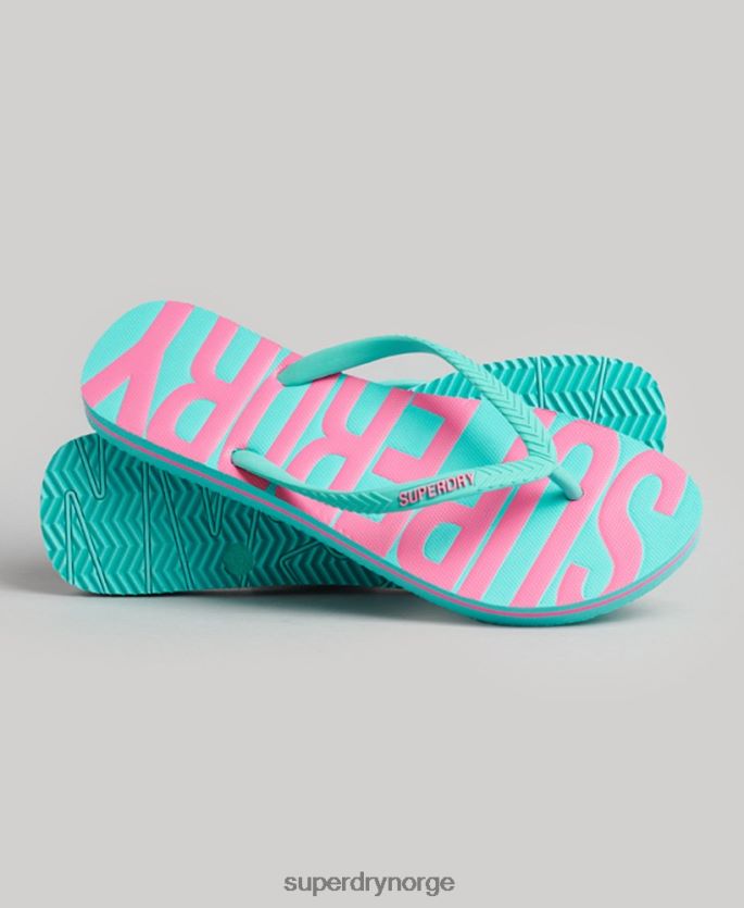 Superdry blå sko 86P46D4375 vintage veganske flip flops kvinner
