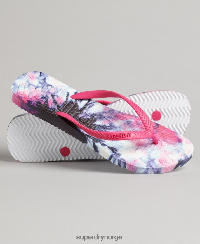 Superdry rosa sko 86P46D6681 kode tie dye flip flops kvinner