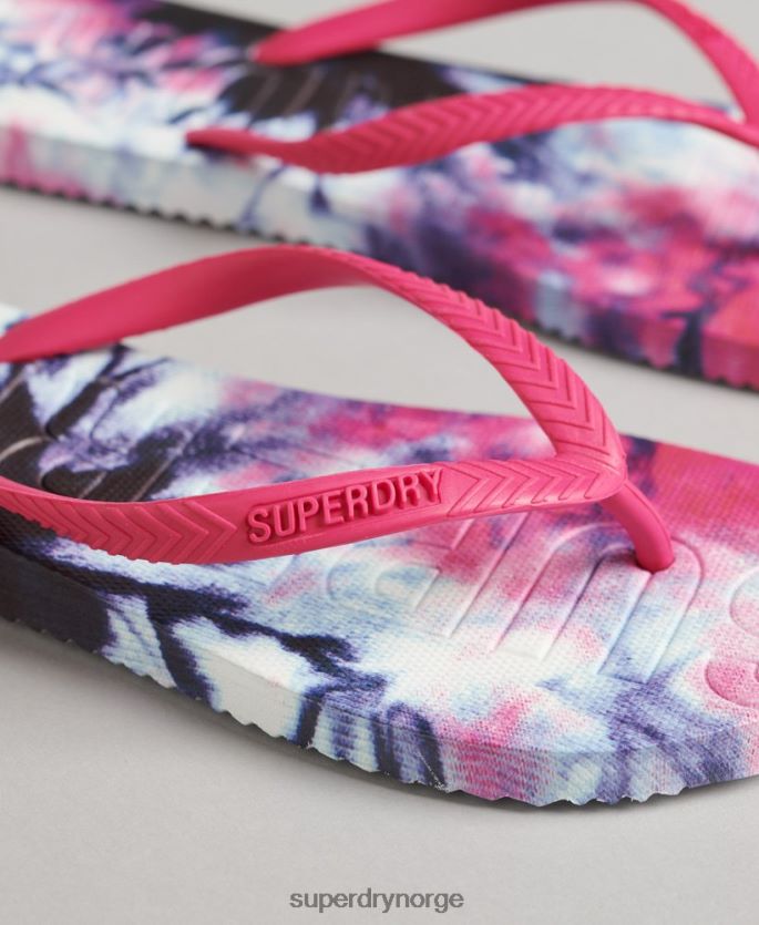 Superdry rosa sko 86P46D6681 kode tie dye flip flops kvinner