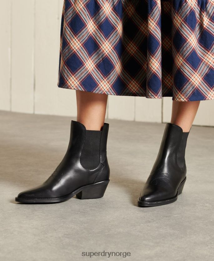 Superdry svart sko 86P46D4424 vestlige støvler kvinner