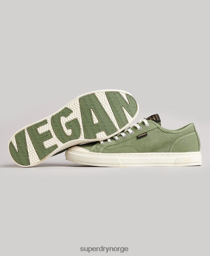 Superdry grønn sko 86P46D4423 vintage veganske faux vulc-sko med lav topp kvinner
