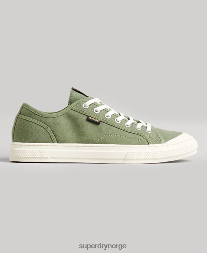Superdry grønn sko 86P46D4423 vintage veganske faux vulc-sko med lav topp kvinner