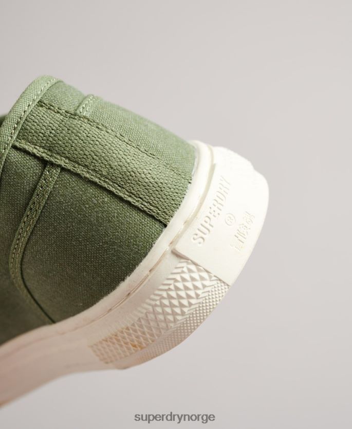 Superdry grønn sko 86P46D4423 vintage veganske faux vulc-sko med lav topp kvinner
