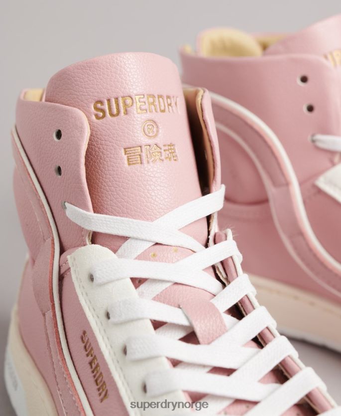 Superdry rosa sko 86P46D6673 vintage veganske kurv høye joggesko kvinner