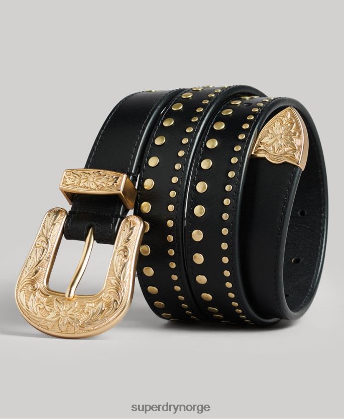 Superdry svart tilbehør 86P46D4216 vestlig skinnbelte kvinner