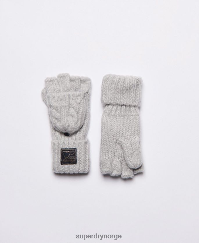 Superdry grå tilbehør 86P46D4286 tweed kabelhansker kvinner