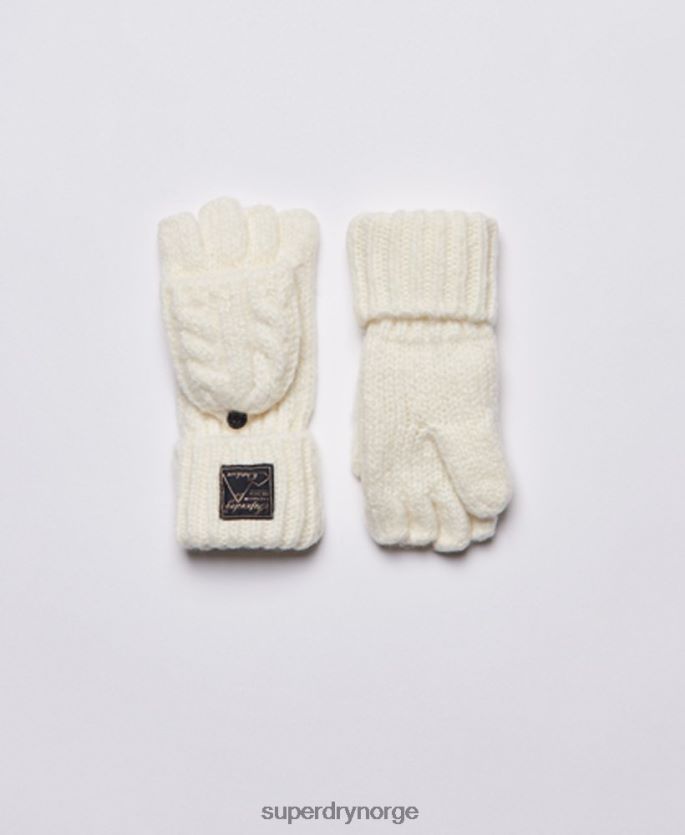 Superdry hvit tilbehør 86P46D4290 tweed kabelhansker kvinner