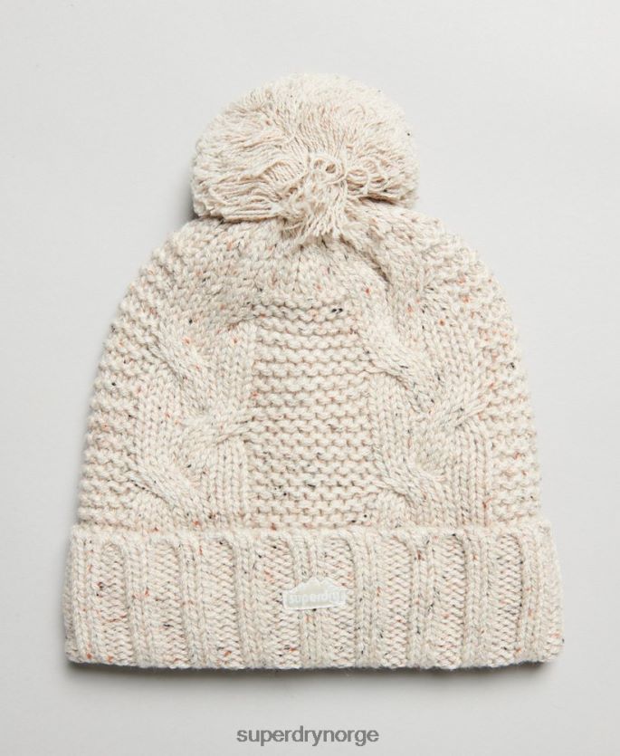 Superdry beige tilbehør 86P46D4261 kabelstrikket bobble beanie kvinner