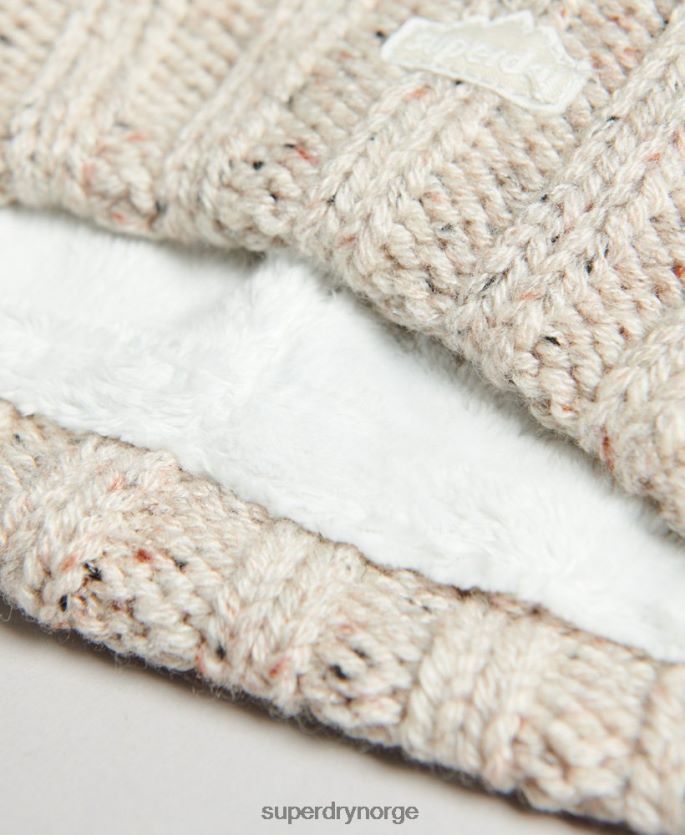 Superdry beige tilbehør 86P46D4261 kabelstrikket bobble beanie kvinner