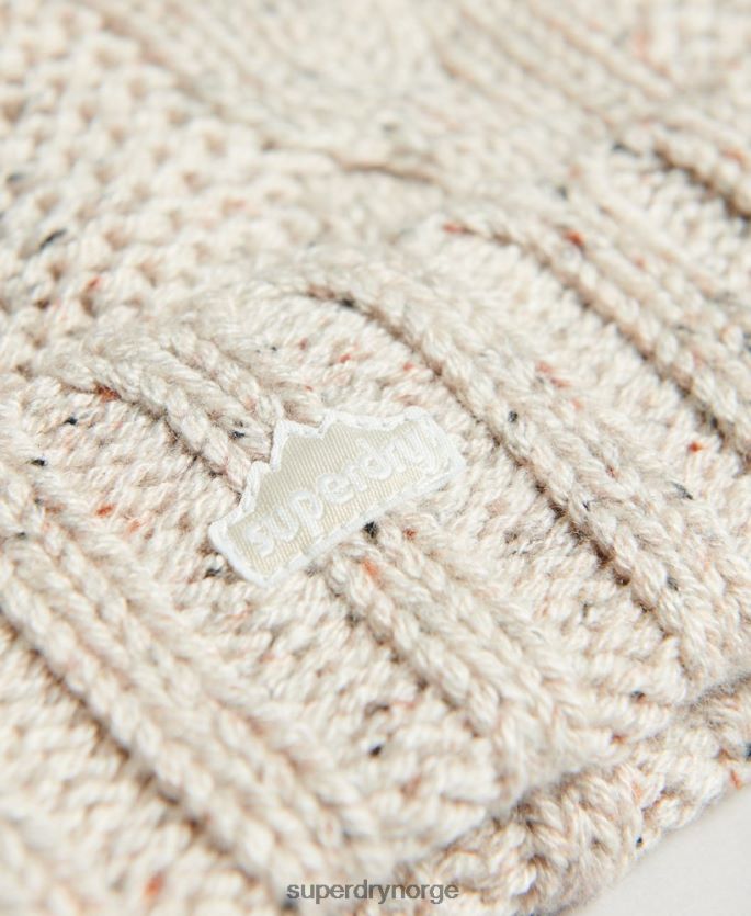 Superdry beige tilbehør 86P46D4261 kabelstrikket bobble beanie kvinner