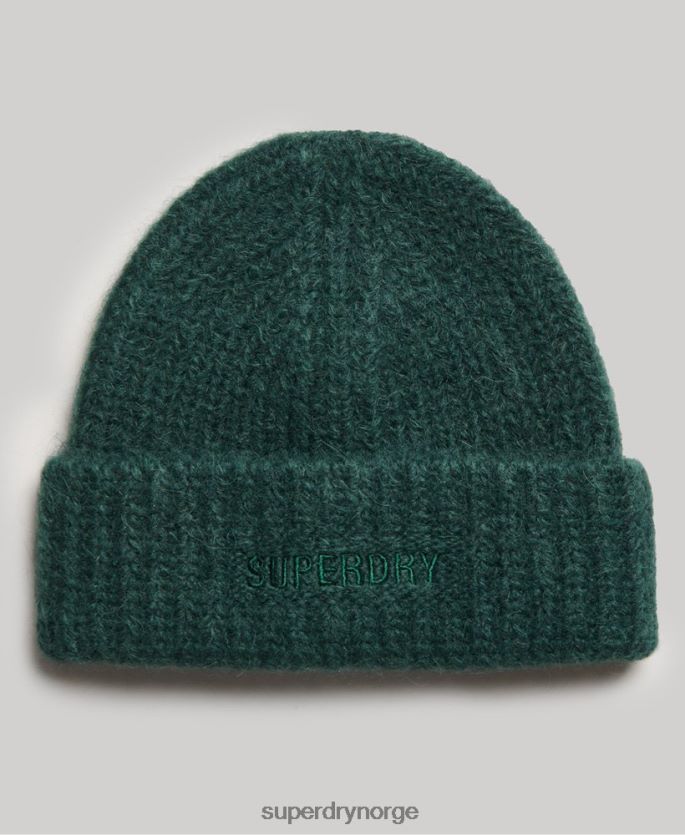 Superdry grønn tilbehør 86P46D4236 essensiell ribbet lue kvinner