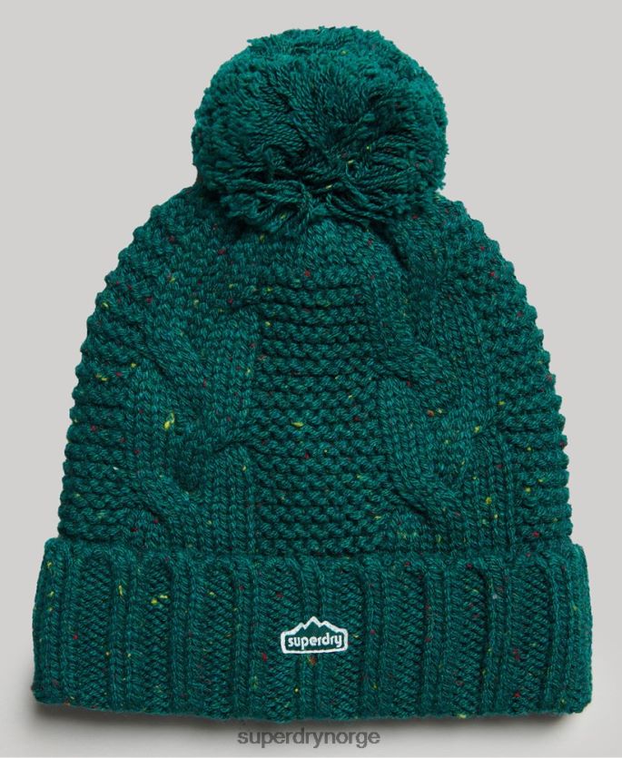 Superdry grønn tilbehør 86P46D4260 kabelstrikket bobble beanie kvinner