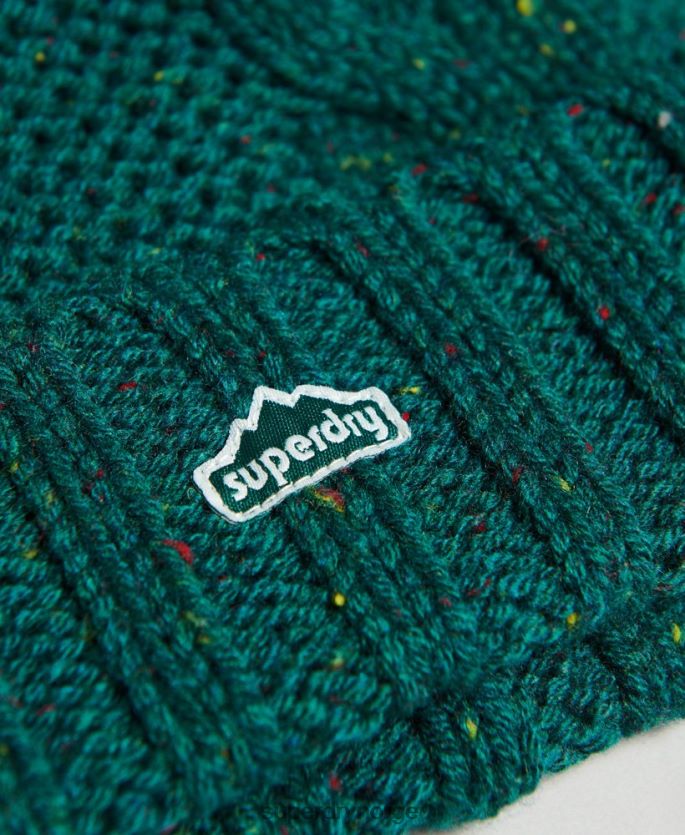 Superdry grønn tilbehør 86P46D4260 kabelstrikket bobble beanie kvinner