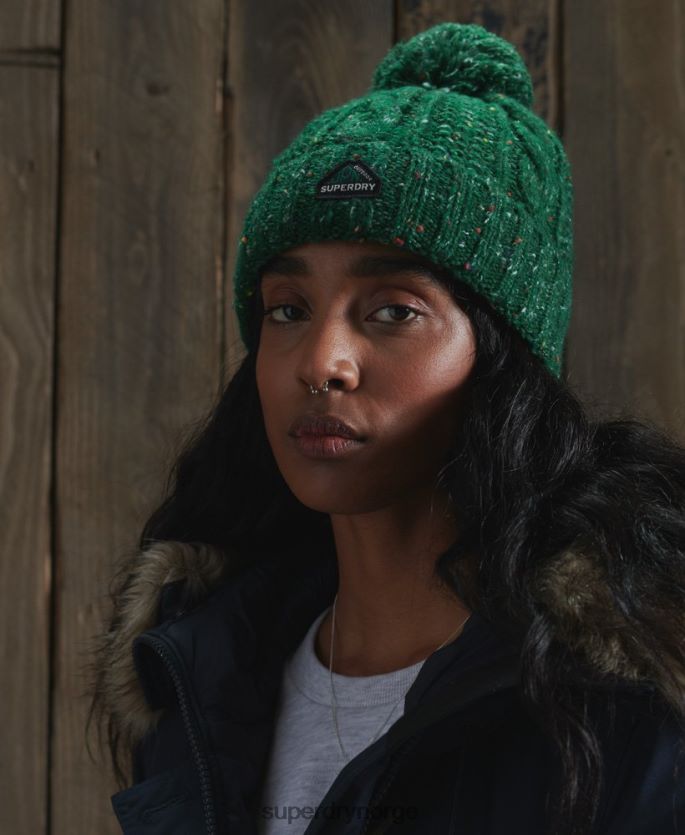 Superdry grønn tilbehør 86P46D4321 gracie kabel lue kvinner