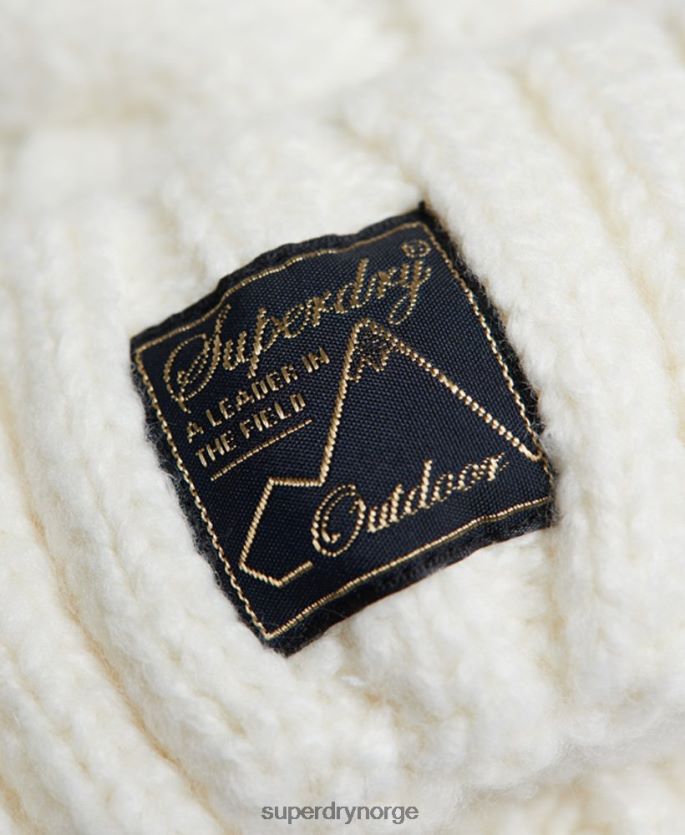 Superdry hvit tilbehør 86P46D4295 tweed kabel lue kvinner