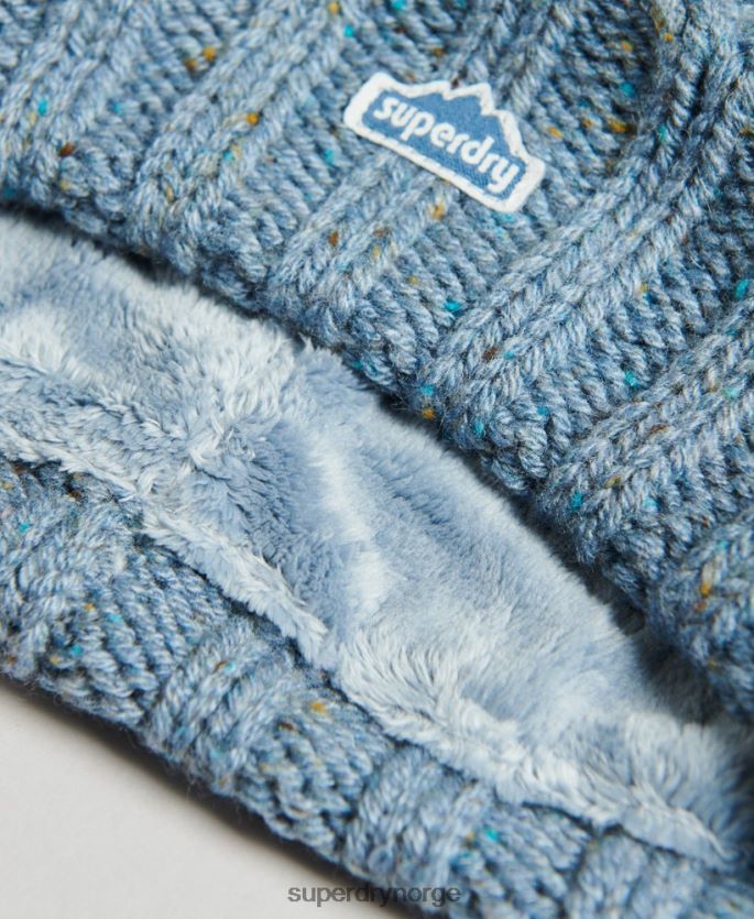 Superdry lyse blå tilbehør 86P46D4259 kabelstrikket bobble beanie kvinner