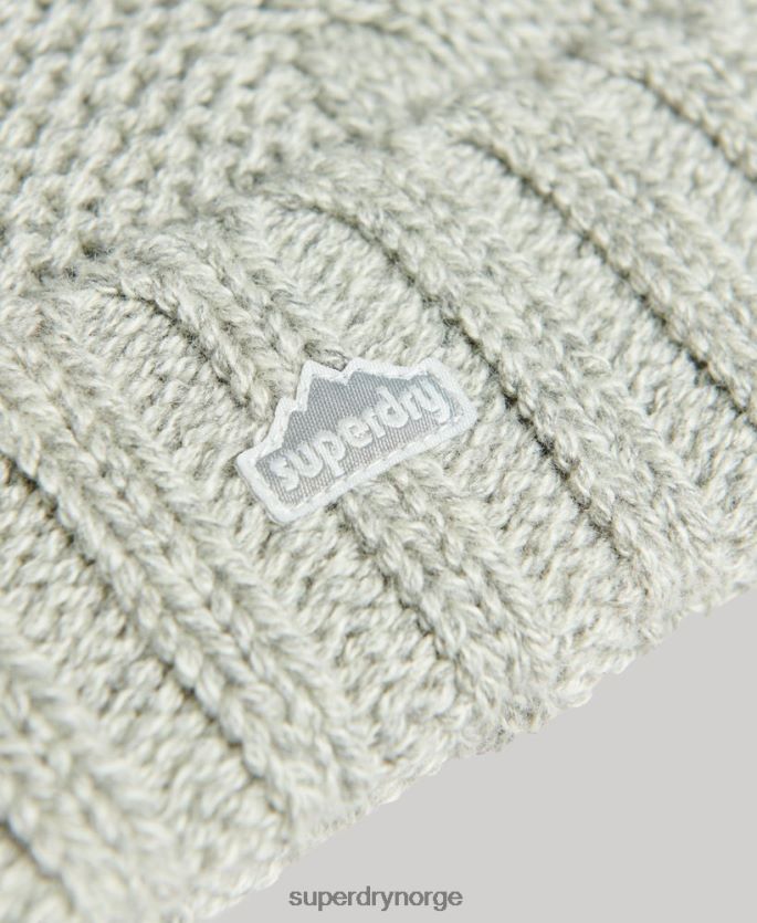 Superdry lysegrå tilbehør 86P46D4256 kabelstrikket bobble beanie kvinner