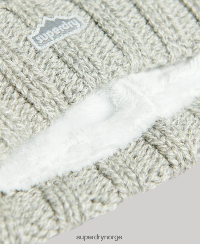 Superdry lysegrå tilbehør 86P46D4256 kabelstrikket bobble beanie kvinner