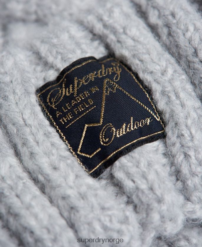 Superdry lysegrå tilbehør 86P46D4296 tweed kabel lue kvinner