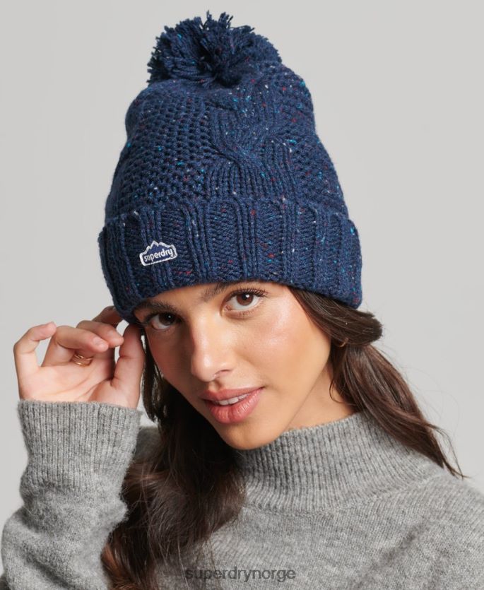 Superdry marinen tilbehør 86P46D4257 kabelstrikket bobble beanie kvinner