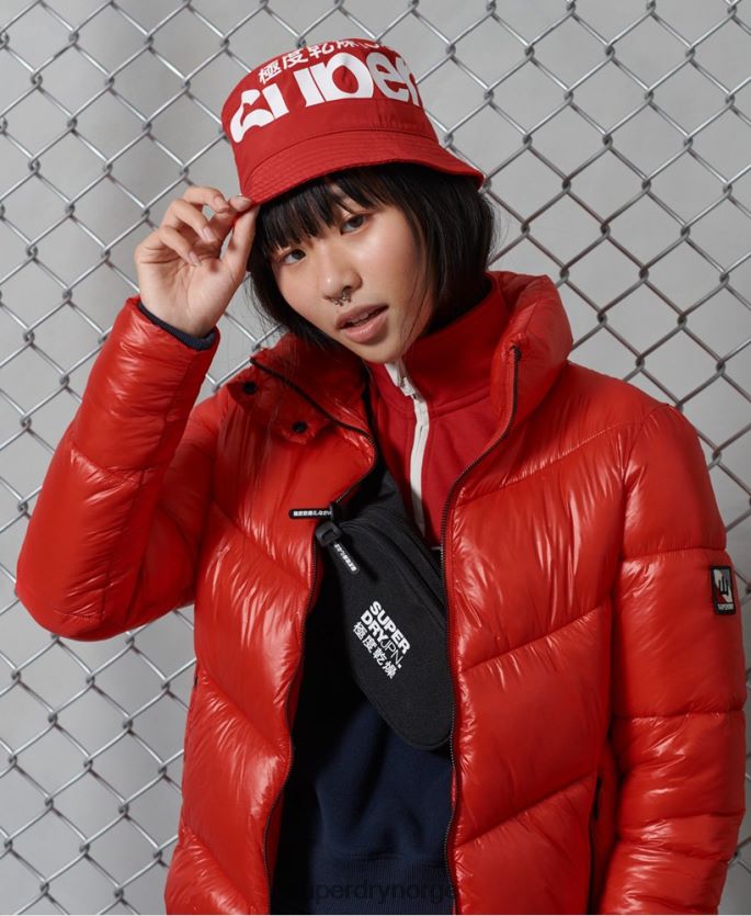Superdry rød tilbehør 86P46D4328 logo bøttehatt kvinner