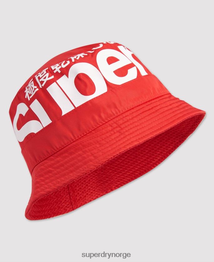 Superdry rød tilbehør 86P46D4328 logo bøttehatt kvinner