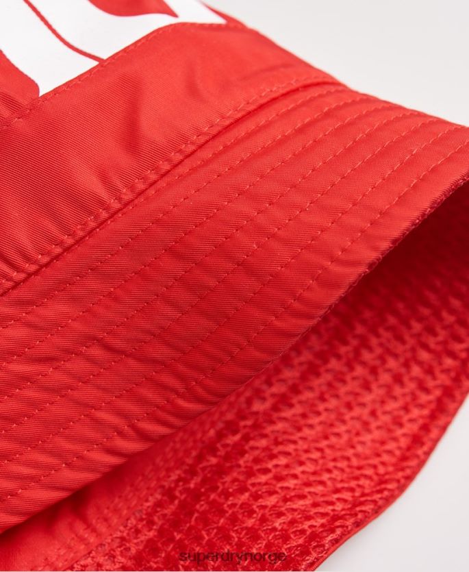 Superdry rød tilbehør 86P46D4328 logo bøttehatt kvinner