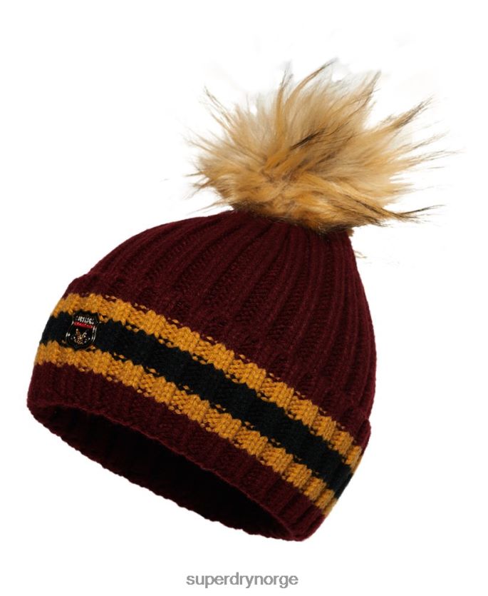 Superdry rød tilbehør 86P46D4339 aimee stripe ribbet lue kvinner