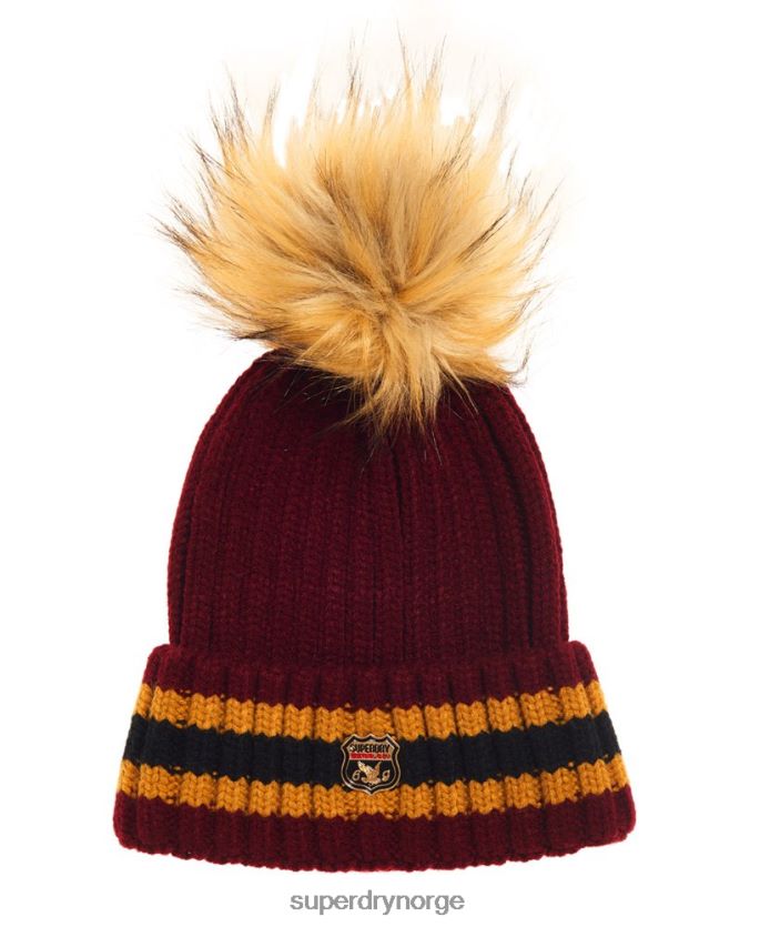 Superdry rød tilbehør 86P46D4339 aimee stripe ribbet lue kvinner