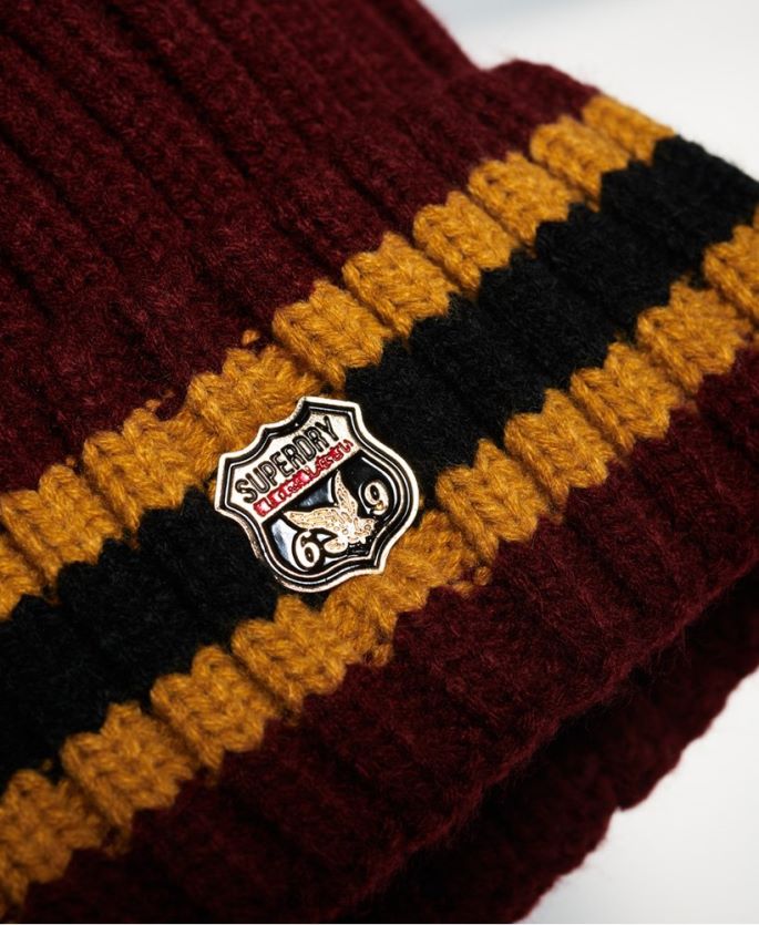 Superdry rød tilbehør 86P46D4339 aimee stripe ribbet lue kvinner