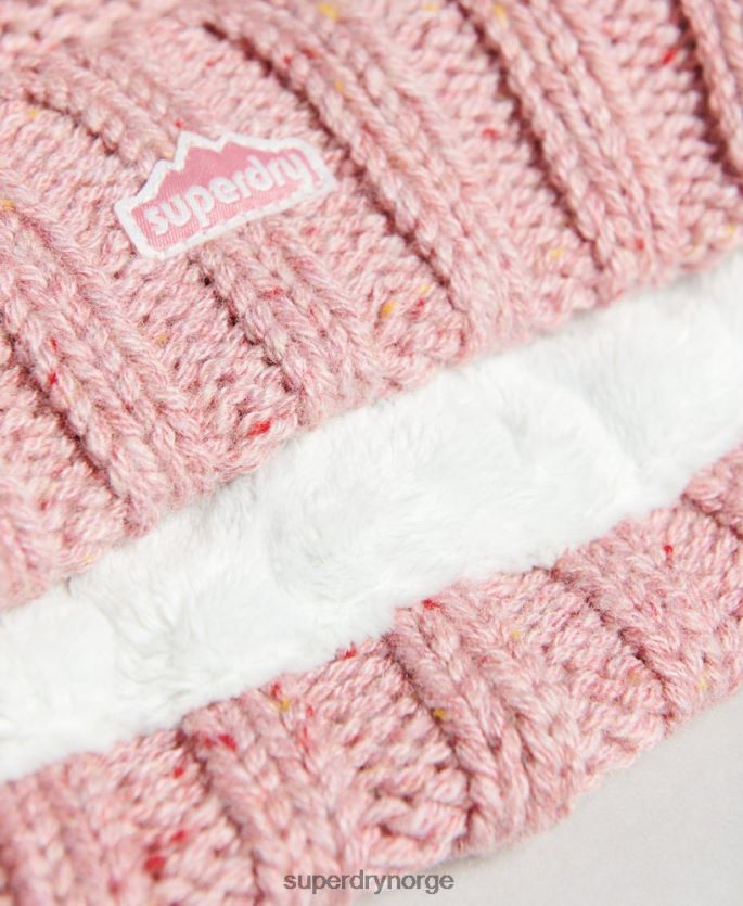 Superdry rosa tilbehør 86P46D4258 kabelstrikket bobble beanie kvinner