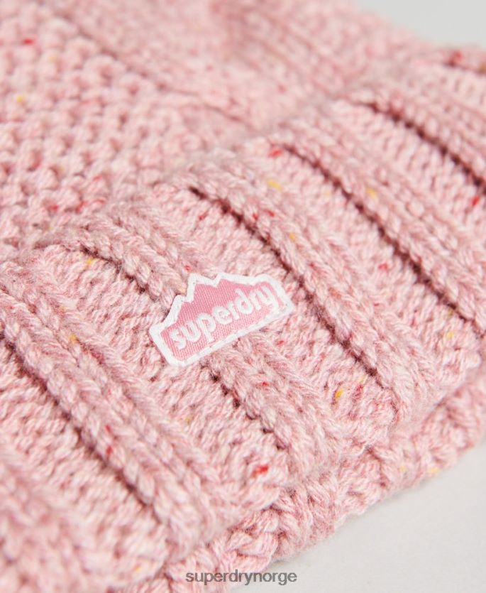Superdry rosa tilbehør 86P46D4258 kabelstrikket bobble beanie kvinner