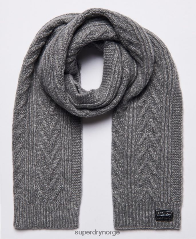 Superdry lysegrå tilbehør 86P46D4306 kabel lux skjerf kvinner